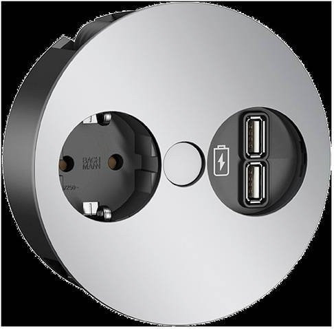 Bachmann 931033 Einbau-Steckdose in Schwarz und Silber mit USB-C Anschluss - Bild 1