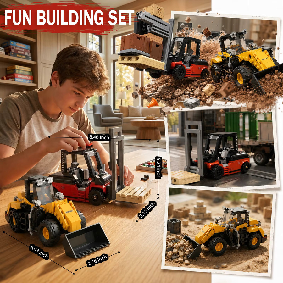 AMAZINGBLOKS Gabelstapler-Lader, Konstruktionsfahrzeug-Modell, ab 14 Jahren - Bild 5