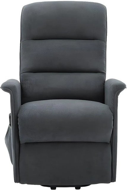 Vente-unique Sessel Capucine mit gerader Rückenlehne und Armlehnen in Anthrazitgrau, Höhe: 73 cm - Bild 1