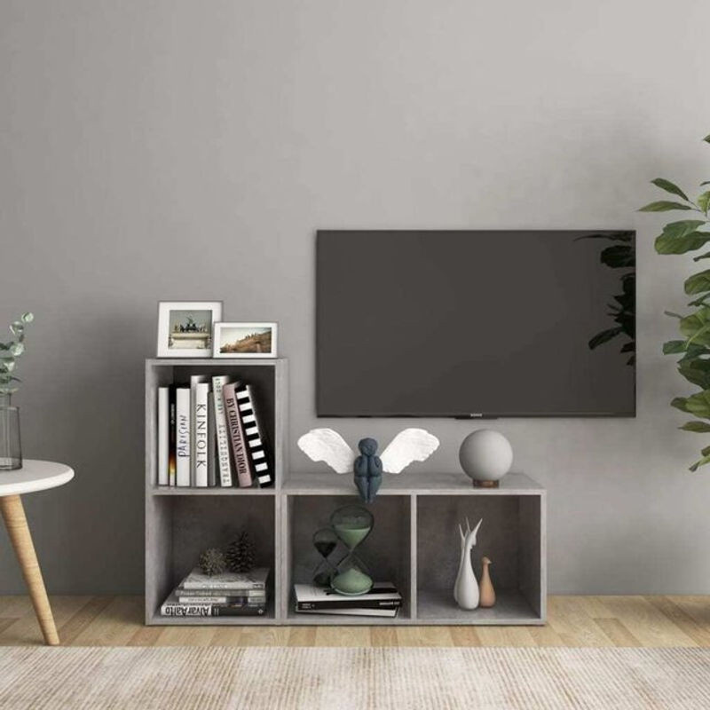 Vidaxl TV-Schrank Set aus Holzwerkstoff in Grau, 2 Stück, B/T/H: 72 x 35 x 36,5 cm - Bild 1