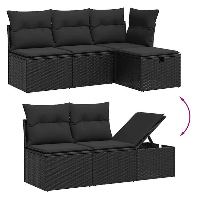 vidaXL 6-tlg Garten-Sofagarnitur aus Poly-Rattan mit Kissen in Schwarz Modell 115 - Bild 3