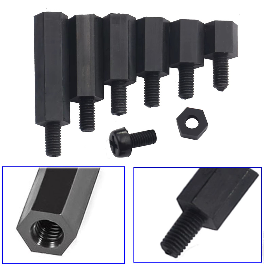 M3 Nylon Abstandsbolzen Set mit Sechskant-Abstandshaltern und Schrauben in Schwarz für RC FPV Drohnen und PCB Boards, 180 Teile - Bild 3