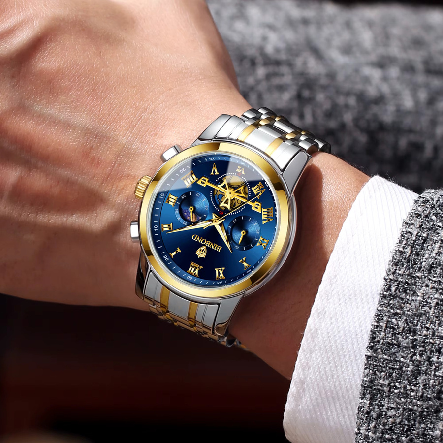 BINBOND Chronograph, Quarz, Edelstahl, Blau, Herren - Bild 4