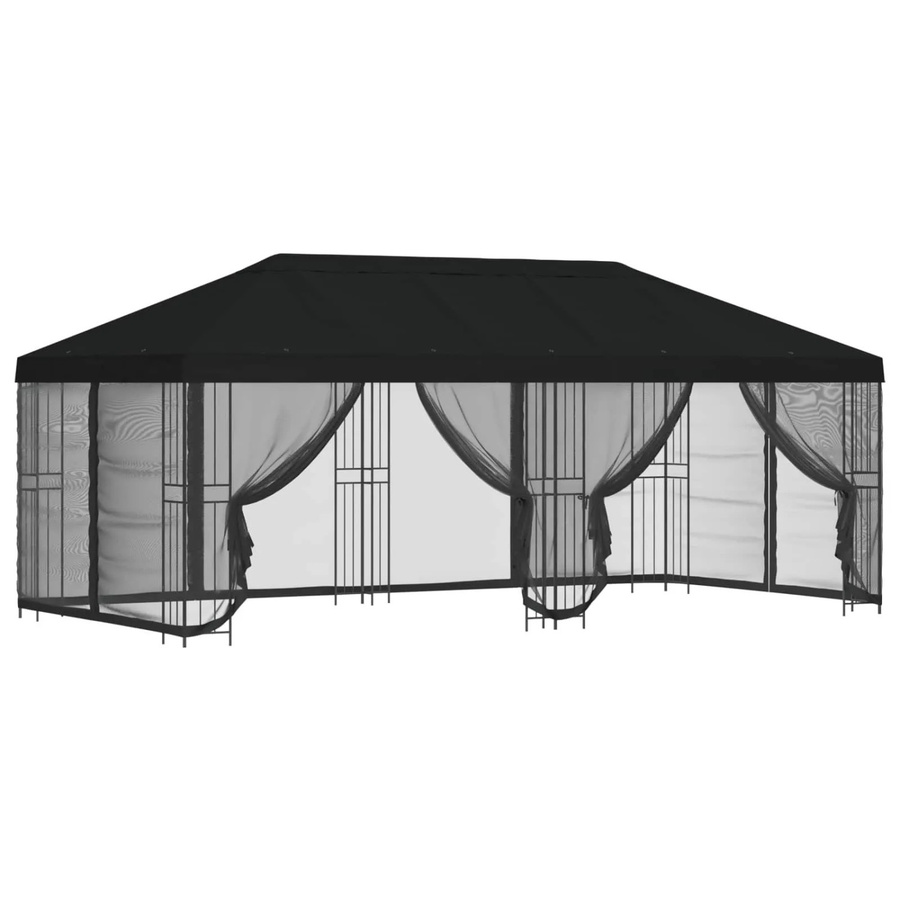 vidaXL Pavillon mit Seitenwänden aus Polyester und Stahl in Schwarz, B x T: 6 x 3 m - Bild 2