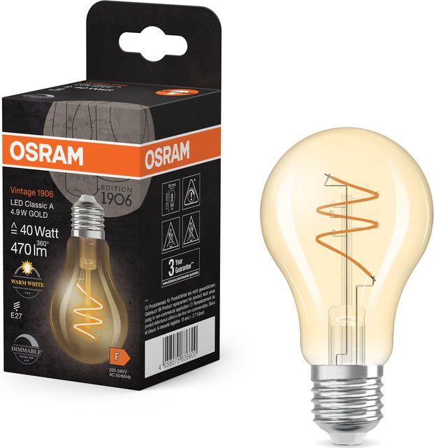 OSRAM Vintage 1906 Classic LED-Lampe Gold, E27, 4,9W, 470lm, Warmweiß, dimmbar - Bild 1