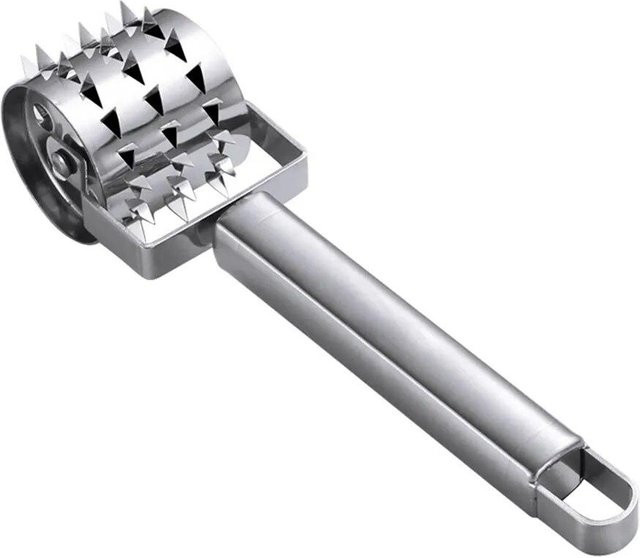SEEQS Fleischklopfer aus Edelstahl als Fleischroller in Silber für Steak, Rindfleisch und Schweinefleisch - Bild 1