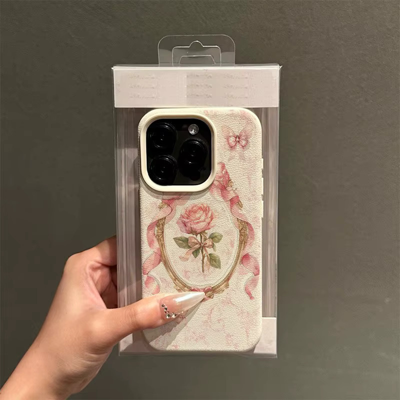 Elegante Apple iPhone Handyhülle mit Rosenmuster in Beige und Multicolour für iPhone 17, 16, 15 Pro, Max und Plus Serien - Bild 2