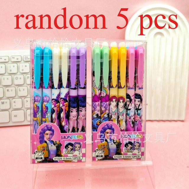 Discover Intime Kpop Dämonenjäger Gelstift mit 0,5 mm Mine, löschbarer schwarzer Reibstift für Bürobedarf - Bild 1