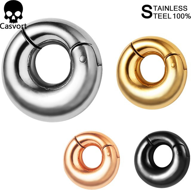 Casvort Ohrgewichte Plugs, Edelstahl, Silber, Unisex - Bild 1