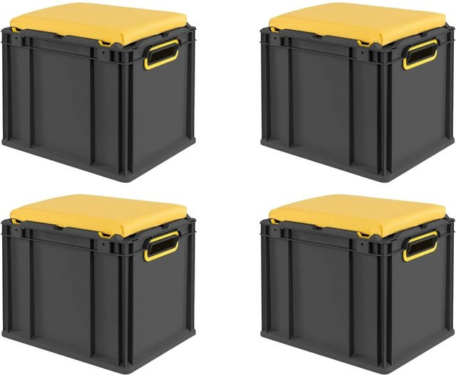 PROREGAL Sparset 4x Eurobox Nextgen Seat Box Gelb Schwarz, H x B x T: 36,5 x 30 x 40 cm - Bild 1