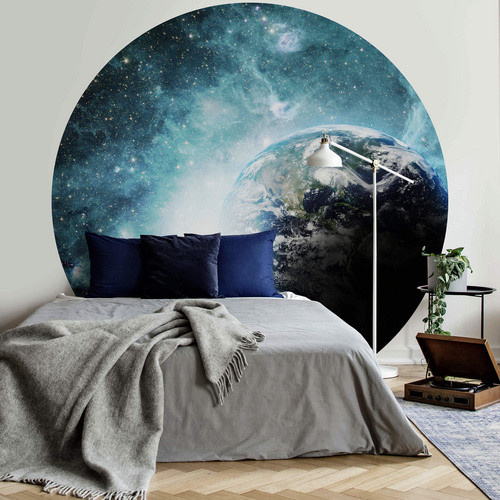 K&L Wall Art Vliestapete Runde Vliestapete Planet Erde Sterne Galaxie mehrfarbig matt B/H: 437 x 236 cm - Bild 2