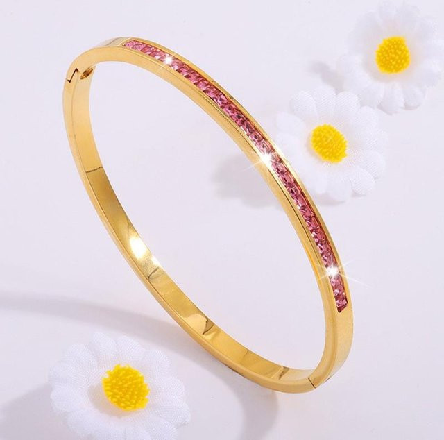 Fashion Maker 2 Armreif-Set Edelstahl, Gold, Rosa Kristall Herz, Damen - Bild 1
