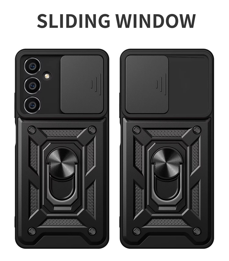 Magnetische Schutzhülle für Samsung Galaxy A05s mit Kameraobjektiv-Schutz und Standring in Schwarz oder Gold - Bild 5