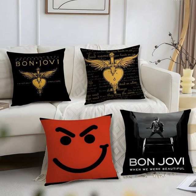 B-Bon J-Jovi Rock Kissenbezug aus Plüsch mit quadratischem Design für dein Sofa und deine Heimdekoration - Bild 1