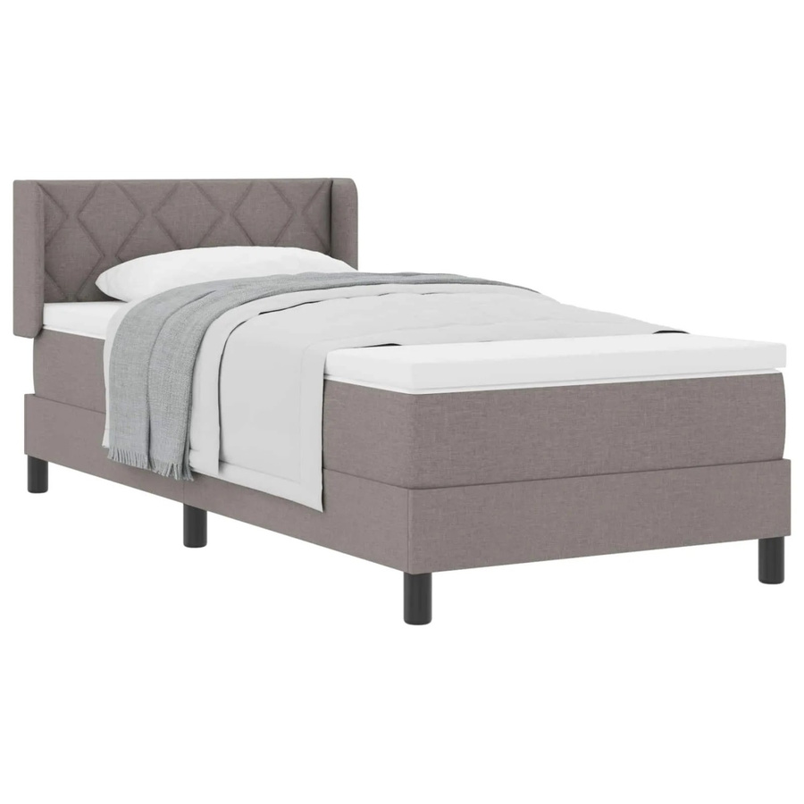 vidaXL Boxspringbett mit Matratze und Kopfteil in Taupe, Hybridbett aus Stoff und Holz, B/T: 90 x 190 cm - Bild 2