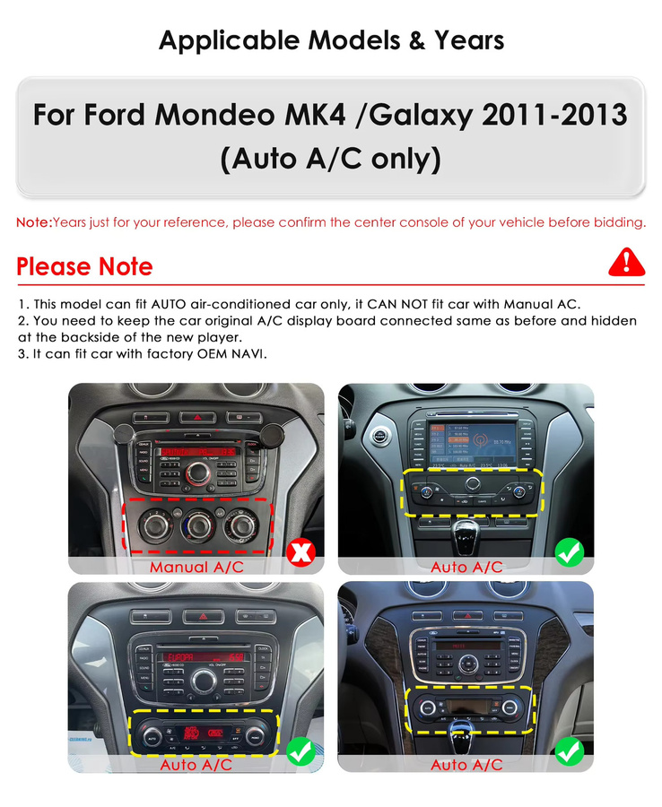 Hizpo Android Autoradio im Tesla Style für Ford Mondeo Mk4 und Galaxy 2011-2013 mit 9,7 Zoll Display, GPS, Carplay und Video Player in Schwarz - Bild 2