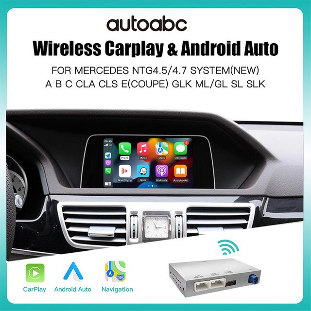 AUTOABC Drahtloses CarPlay und Android Modul für Mercedes Benz NTG 4.5 (A B C E CLA GLA GLK ML CLS W204 X204 W246 W176 C117) mit Wi-Fi Navigation - Bild 1