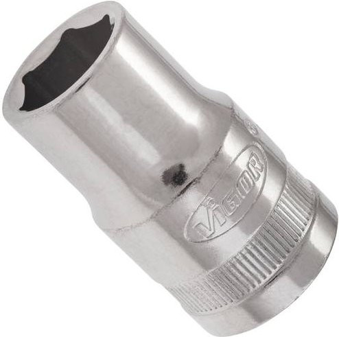 Vigour Steckschlüsseleinsatz V2599N mit 1/2 Zoll Innenvierkant Antrieb und 13 mm Außensechskant Profil in Silber, Gesamtlänge: 3,8 cm - Bild 1