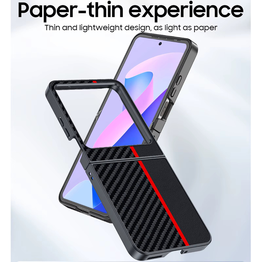 Schutzhülle für Tecno Infinix Zero Flip mit Carbonfaser-Muster und Leder-Design in Blau oder Schwarz - Bild 3