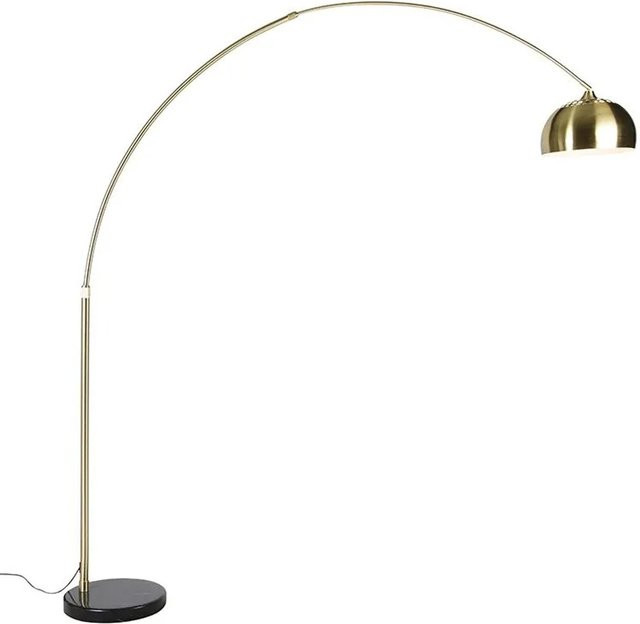 QAZQA Bogenleuchte im Art-Deco-Stil aus Messing mit schwarzem Marmorsockel, dimmbar und höhenverstellbar, Farbe: Messing/Schwarz, Höhe: 235 cm - Bild 1