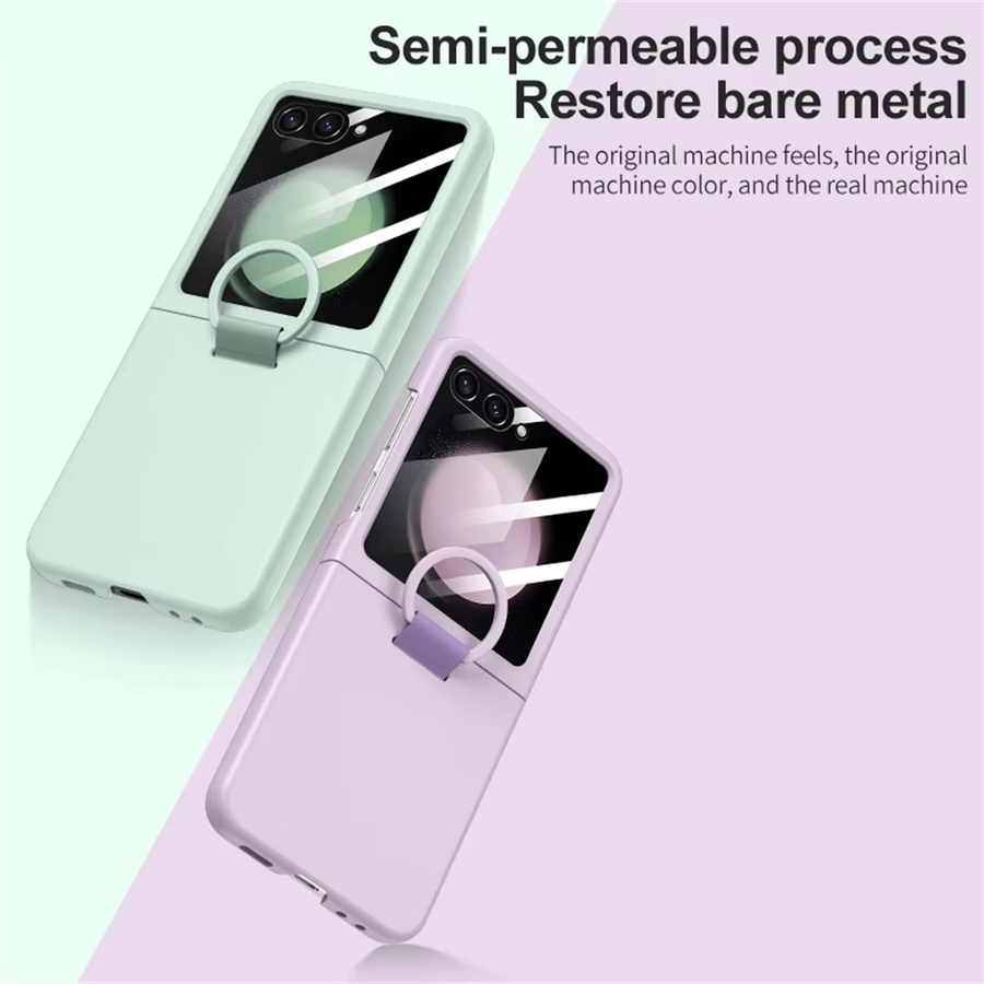 Stoßfeste mattierte Glas-Schutzhülle mit Ring für Samsung Galaxy Z Flip 8 7 6 5 5G und Z Fold 5 in Grün - Bild 3