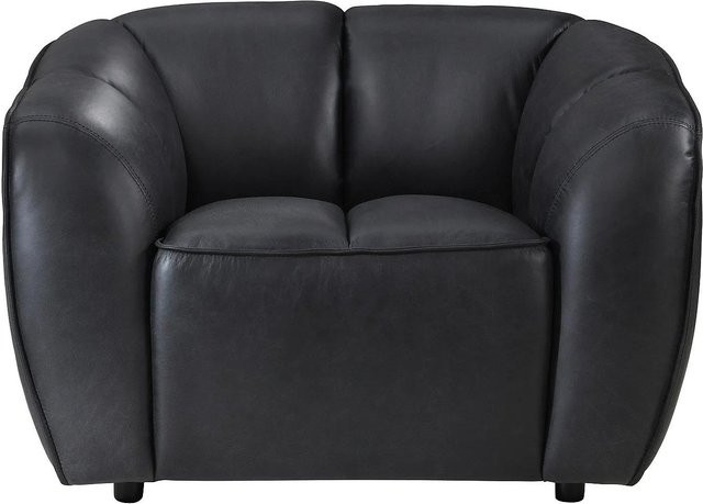 Pradoni Sessel mit gerader Rückenlehne und Steppeffekt aus schwarzem Leder Höhe: 111,5 cm, Breite: 77,5 cm, Tiefe: 90,0 cm - Bild 1