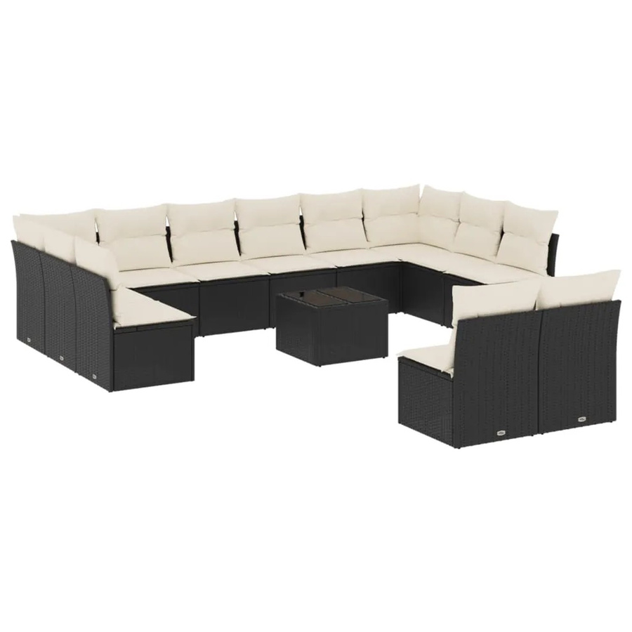 vidaXL 13-tlg Garten-Sofagarnitur mit Kissen aus Poly-Rattan in Schwarz Modell 11 - Bild 2