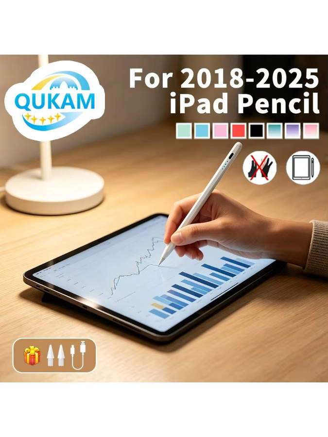 qukam Premium Stylus Pen in Weiß mit Handballenerkennung für iPad Pro, Air und Mini - Bild 5