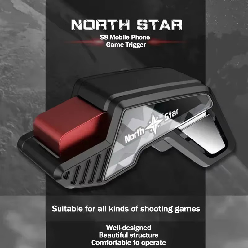S8 Universal Handy Gaming Trigger mit 4 Fingern für iOS und Android, L1 R1 Tasten für Shooter-Spiele, Schwarz - Bild 3