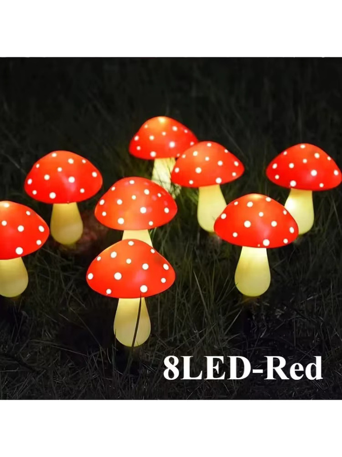OKAL RED EAST Solar-Pilzlichter mit LED und 8 Beleuchtungsmodi in Rot zur Gartendekoration - Bild 7