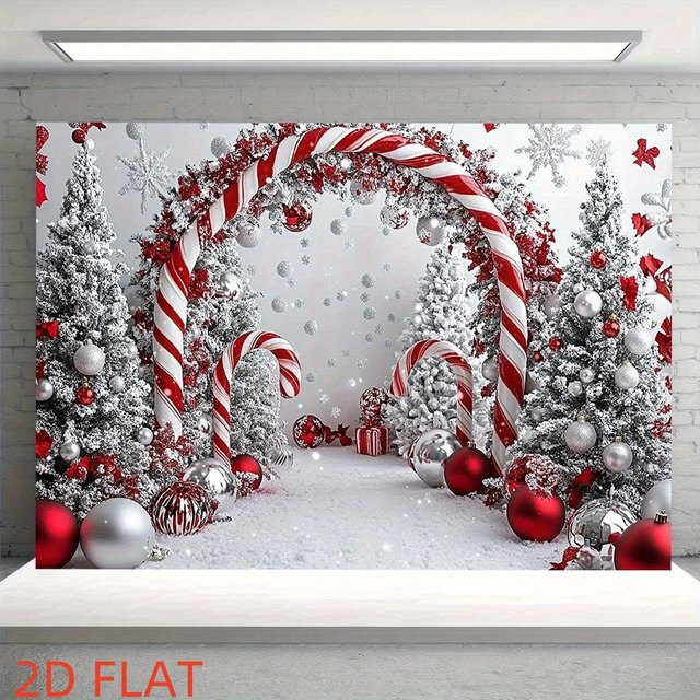 VIKAMA Weihnachts Wandteppich mit Zuckerstangen-Motiv als Wandbehang für deine Weihnachtsdekoration - Bild 1