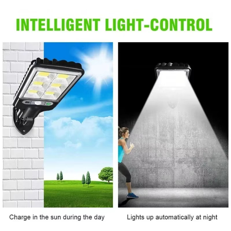 DOUWENXI Solarleuchten für den Außenbereich mit 108 COB LEDs, Bewegungsmelder und 3 Modi, wasserdichte Sicherheitswandbeleuchtung in Schwarz für Terrasse und Garten - Bild 5