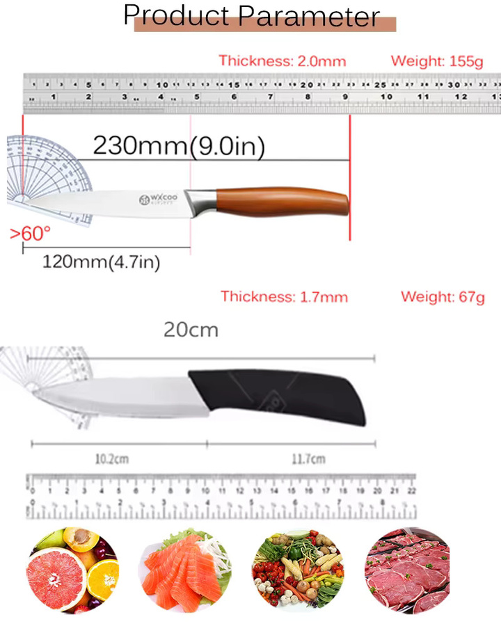 WXCOO Allzweckmesser Set aus Edelstahl mit ergonomischem Holzgriff für Obst und Fleisch - Bild 5