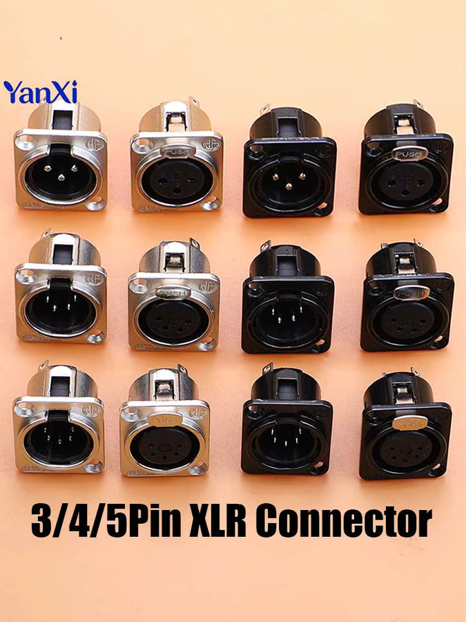 ChengHaoRan XLR Metall-Buchse Stecker für Audio und Mikrofon in Schwarz und Silber (3-Pin, 4-Pin, 5-Pin) - Bild 5