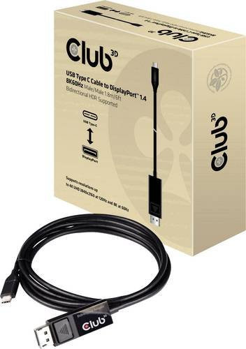 Club3D USB-C auf DisplayPort Adapterkabel Schwarz, Länge: 1,80 m, CAC-155 - Bild 1