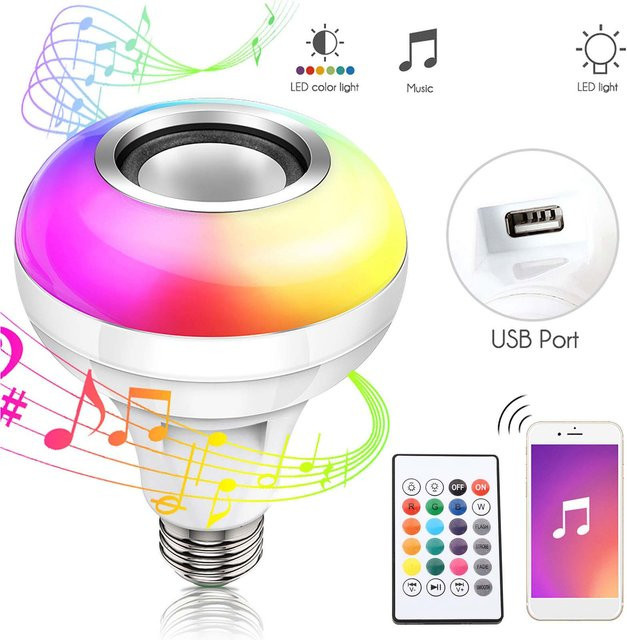 FBA Monopolys RGBW Bluetooth Musik-LED-Birne mit Fernbedienung, E27, Rot/Mehrfarbig - Bild 1