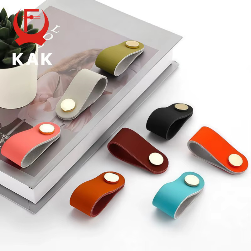 KAK 10 Stück Leder-Küchenschrankgriffe aus Aluminiumlegierung in Bunt und Grün für Kinderzimmer, Schubladenknöpfe und Türgriffe - Bild 4