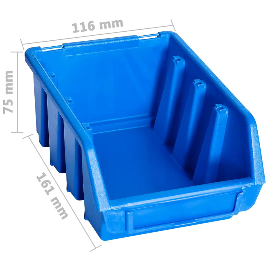 20 Stück stapelbare Aufbewahrungsboxen aus Kunststoff in Blau, abschließbare Werkzeug-Organizer Aufbewahrungskoffer für Garage und Werkstatt, B/T/H: 20,0 x 16,1 x 11,6 cm - Bild 3