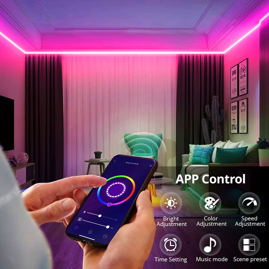 Lcamaw RGB LED Neon Flex Lichtstreifen mit Bewegungssensor und Tuya Smart Home App Steuerung, dimmbar, Multicolour, 12V - Bild 2