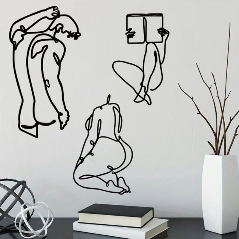 HELLOYOUNG Dekorative Metall-Wandgestaltung in Schwarz, minimalistische hängende Wanddekoration mit unregelmäßigem Design - Bild 1
