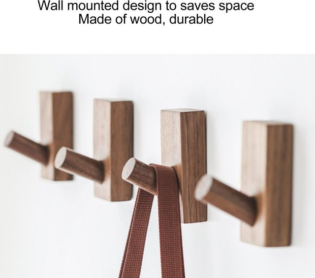 Aramox Wandhaken aus Holz in Braun für eine ordentliche Aufbewahrung - Bild 1