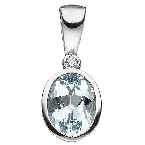 Colfem Anhänger oval, 585 Weißgold, Aquamarin, Diamant - Bild 1