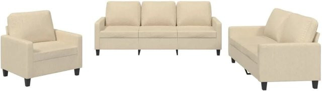vidaXL 3-teilige Sofagarnitur mit Kissen in Beige aus Stoff für das Wohnzimmer - Bild 1