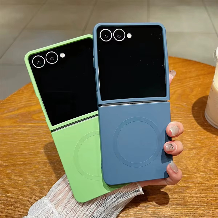 Magnetische Silikon-Schutzhülle für Samsung Galaxy Z Flip 7, FE, 6, 5, 4, 3 5G in Grün mit kabellosem Laden und stoßfestem Softphone-Design - Bild 2