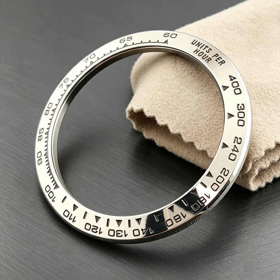 OUMASHI Lünetteneinlage Keramik, silber, 39,3*31,5 mm, Uhren-Ersatzteil - Bild 2