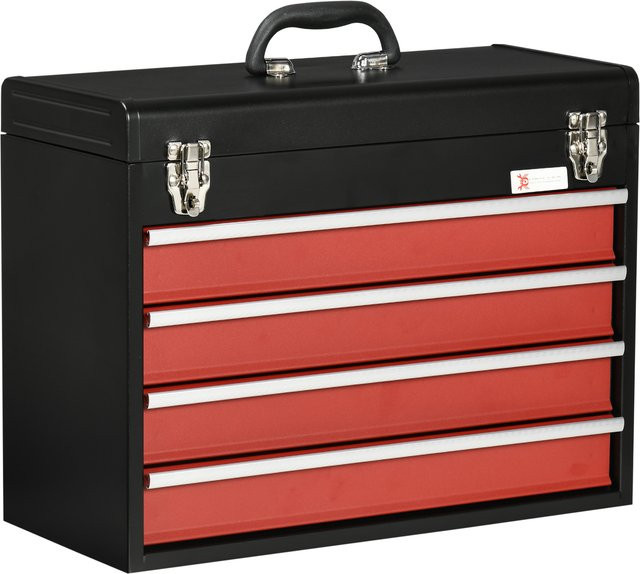 DURHAND Werkzeugkoffer mit 4 Schubladen und Schloss in Schwarz-Rot, B/T/H: 51 x 22 x 39,5 cm - Bild 1