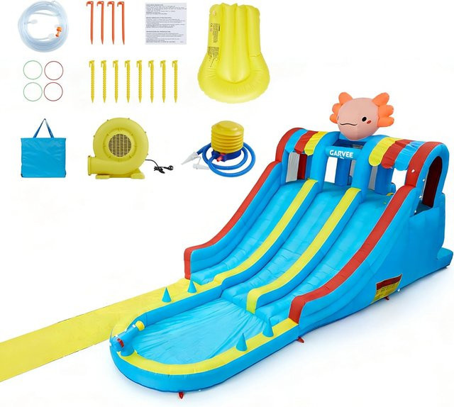 Garvee Aufblasbare Hüpfburg mit Wasserrutsche, Outdoor-Spielzeug, ab 3 Jahre - Bild 1