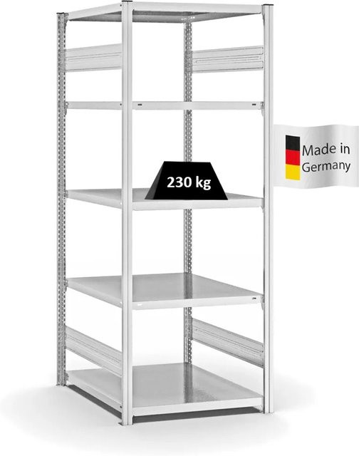 PROREGAL Fachbodenregal Stecksystem T-Profil Medium-Duty Grundregal, 5 Ebenen, Lichtgrau, H x B x T: 200 x 75 x 80 cm - Bild 1