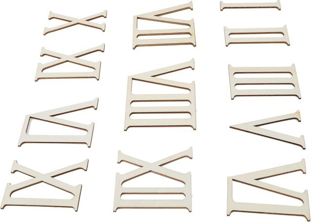 12er Set Shoemst Römische Ziffern aus Holz für DIY Wanduhren, Farbe: Braun/Beige, Höhe: 7 cm - Bild 1