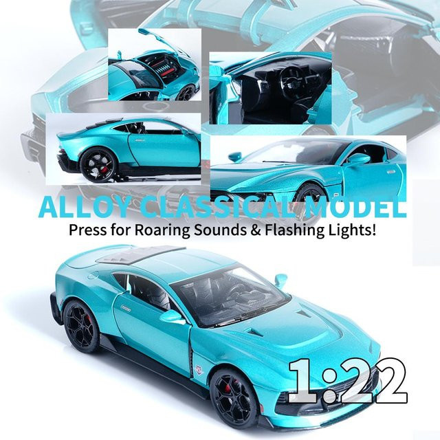 Linyi toy car, Druckguss-Sportwagenmodell, 1:22, Türkis, mit Licht und Sound, ab 4 Jahren - Bild 1